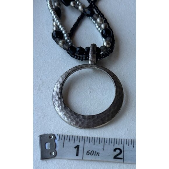 Women's Unbranded Black & Silver Fashion Jewelry Necklace Adjustable 12.5 Inch - Picture 9 of 9